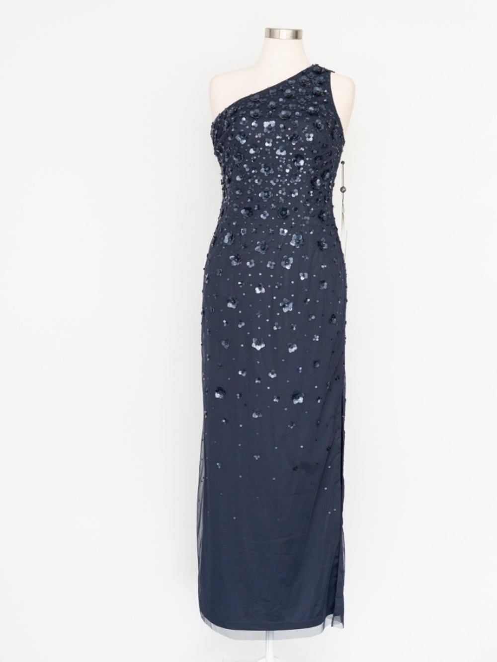 Adrianna Papell - 3D Floral Beaded Sequin One-Shoulder Gown